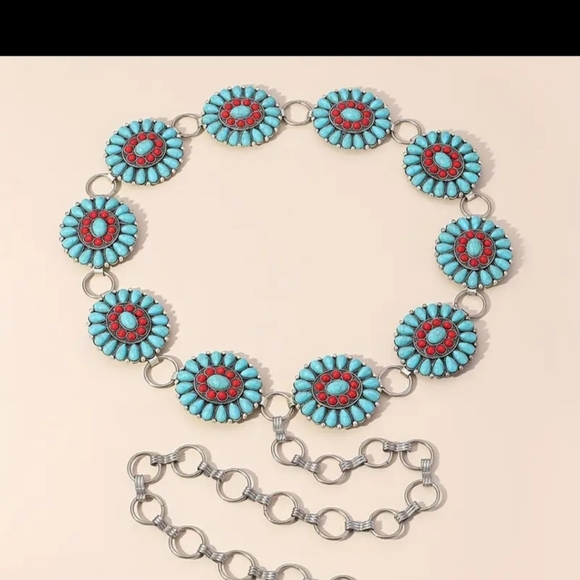 New turqouise concho chain belt - Picture 2 of 5
